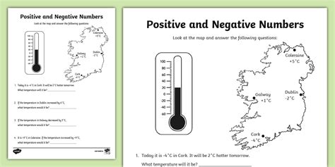 Positive and Negative Numbers Worksheet / Worksheet