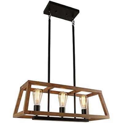 Buy Farmhouse Wooden Chandelier Island Pendant Light Anmytek Vintage ...