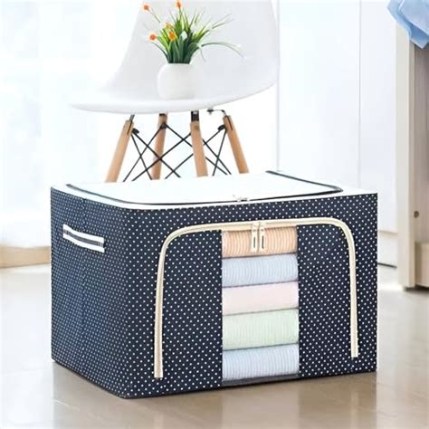 BIYALI Clothes Organiser Boxes with Zipped, Foldable Steel Frame, Saree ...