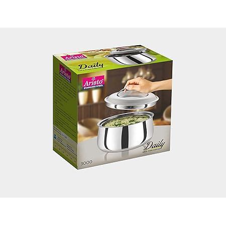 Buy ARISTO Stainless Steel Daily Insulated Casserole with Lid, Dia-24Cm ...