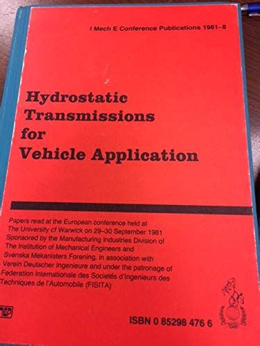 Hydrostatic Transmissions for Vehicle Application : Amazon.in: Books