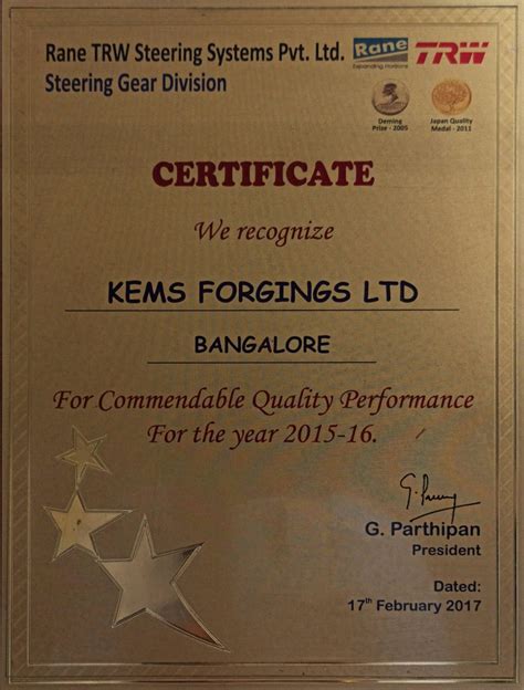 Our Awards | KEMS Forgings Ltd.