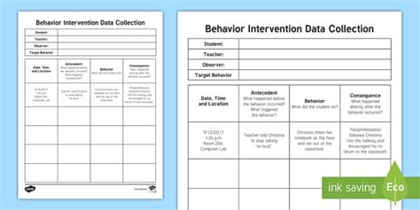 Behavior Tracking Data Sheet | Organization | Twinkl USA