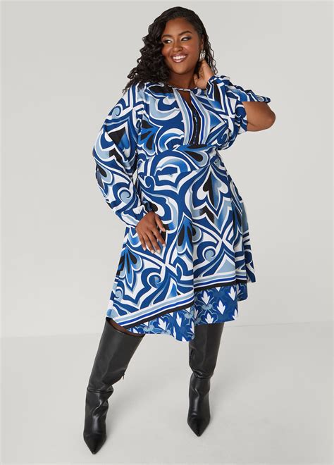 Cutout Floral A Line Dress – Ashley Stewart