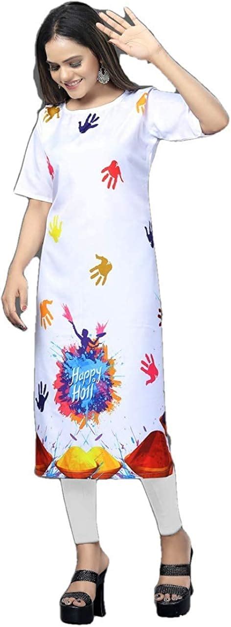 Buy Fashion World WILLMAKE RG 4 Holi Special Kurti (Medium) White at ...