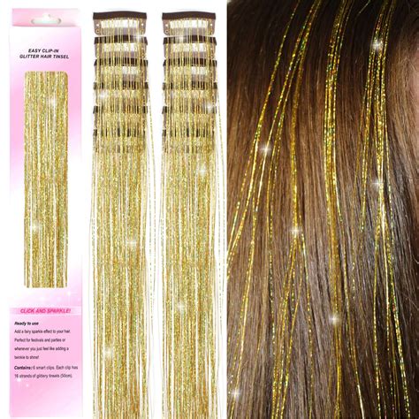 D-DIVINE 2Pcs Clip in Clips Glitter Extensions Clip in Tinsel Fairy ...