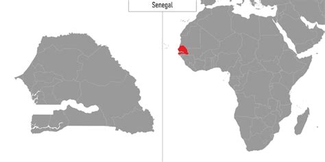 세네갈의 지도와 아프리카 지도 벡터 그림의 위치 | 프리미엄 벡터