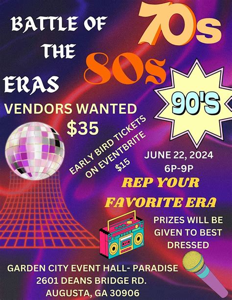 BATTLE OF THE 70s, 80s, and 90s ERA- REP YOUR FAVORITE ERA, GARDEN CITY ...
