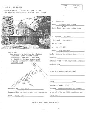 Fillable Online historicsurvey lexingtonma AREA FORM NO FORM B ...