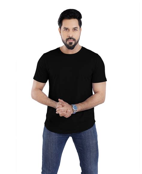 Men’s Short Sleeve Drop Cut Crew Neck T-Shirt - Black – We Wear
