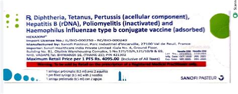Wholesale Hexaxim Vaccine Supplier,Hexaxim Vaccine Exporter from Thane ...