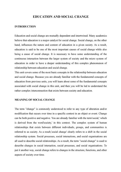 Education AND Social Change - EDUCATION AND SOCIAL CHANGE INTRODUCTION ...