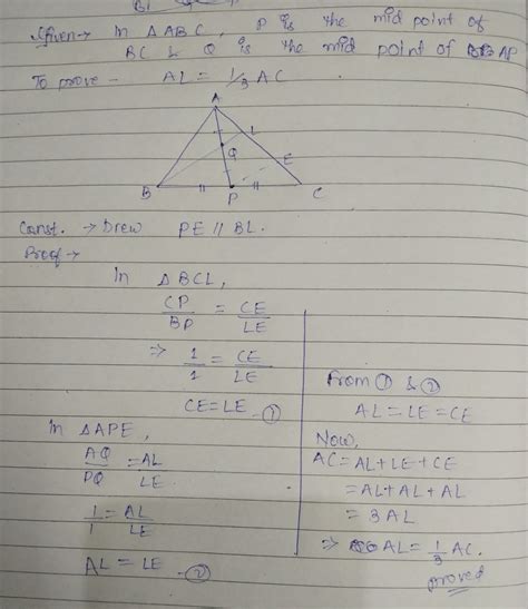p is mid point of side BC of triangle ABC .Q is the mid point of AP ...