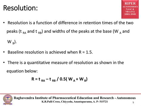 Image result for Resolution Definition in HPLC