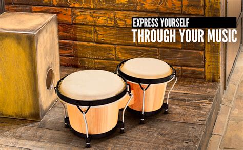 Bluebebrry R-607 Bongo Drum Set with Tuning Wrench Professional Wooden ...