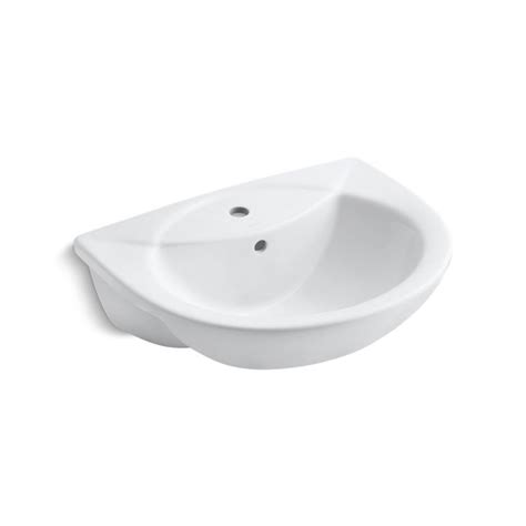 Kohler Odeon Semi-recessed lavatory with single faucet hole White ...
