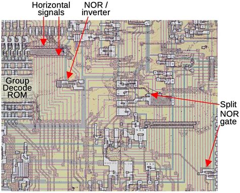 A bug fix in the 8086 microprocessor, revealed in the die's silicon