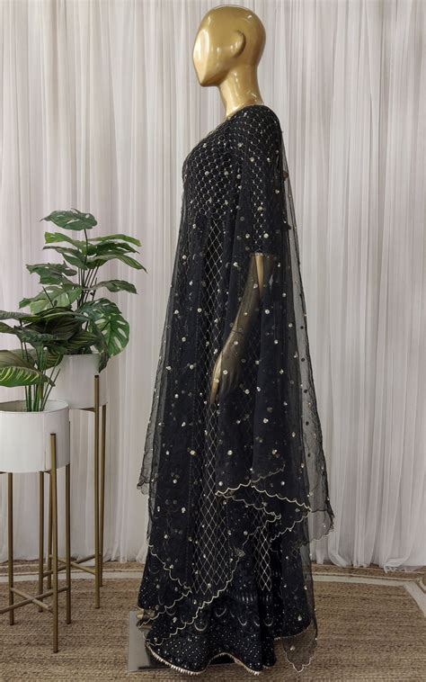Charcoal Black Chikankari Anarkali