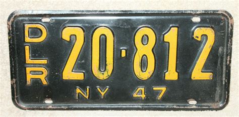 1947 NY State DEALER License Plate DLR Original Paint HARD TO FIND ...