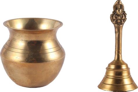Skillbowl Combo Premium Brass Kalash & Heavy Puja Bell /Ghanti (Garuda ...