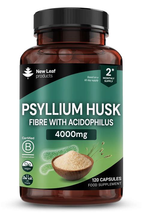 Fibre Supplement 4000mg Psyllium Husk With Acidophilus High Strength ...