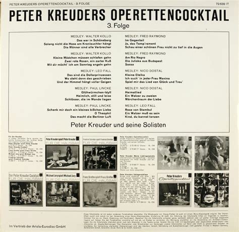 Peter Kreuder und seine Solisten. Operettencocktail. 3. Folge ...