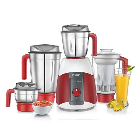 Buy Prestige 750 Watts Elegant 750 V2 Mixer Grinder with 4 Jars (3 ...