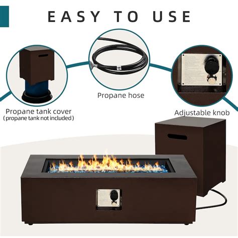 42-in W Brown Iron Rectangle Propane Gas Fire Pit Table in the Gas Fire ...