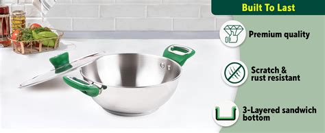 Buy The Indus Valley Stainless Steel Capsule Bottom Kadhai/Kadai with ...