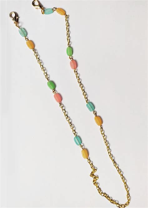 Get Multi Use Gold Mask Chain With Multicoloured Beads at ₹ 599 | LBB Shop