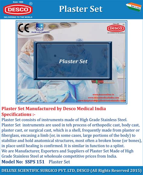 Plaster Instruments Set - Manufacturers, Exporters & Suppliers India