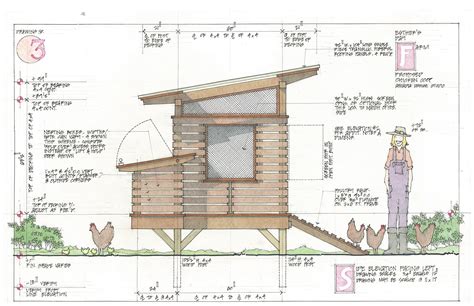 Design & Construction Drawing for small Chicken Coop. Hardline Pencil ...