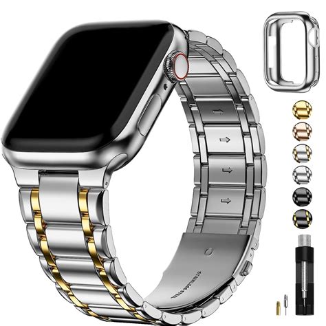 Fullmosa Metal Bands Compatible Apple Watch Strap 45mm 44mm 42mm, Steel ...