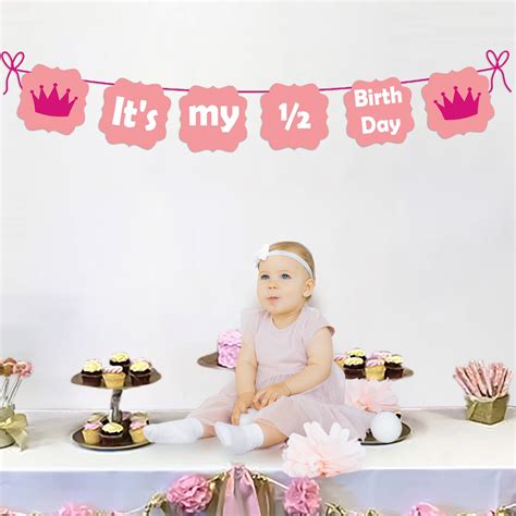 Pink Half birthday banner