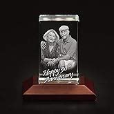 Presto Personalized 3D Laser Engraved Crystal Cube with LED Light Base ...