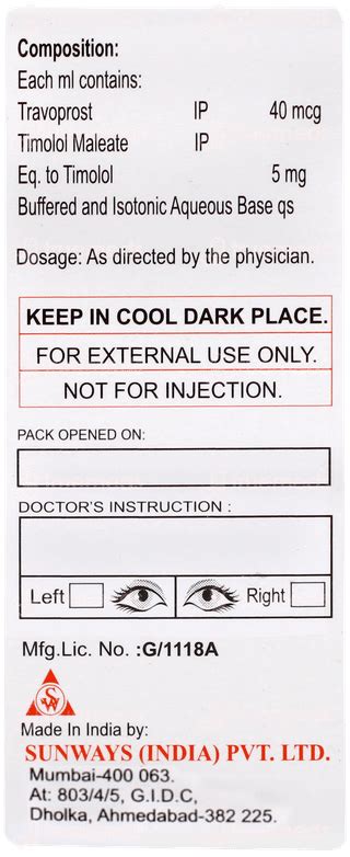 Travosun T Eye Drops 25 Ml - Uses, Side Effects, Dosage, Price | Truemeds