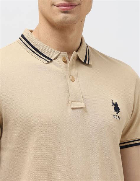 Buy Pure Cotton Muscle Fit Polo Shirt Beige|U.S. Polo Assn. India