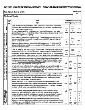 Fillable Online CONTINUOUS ASSESSMENT FORM FOR RESEARCH PROJECT Fax ...