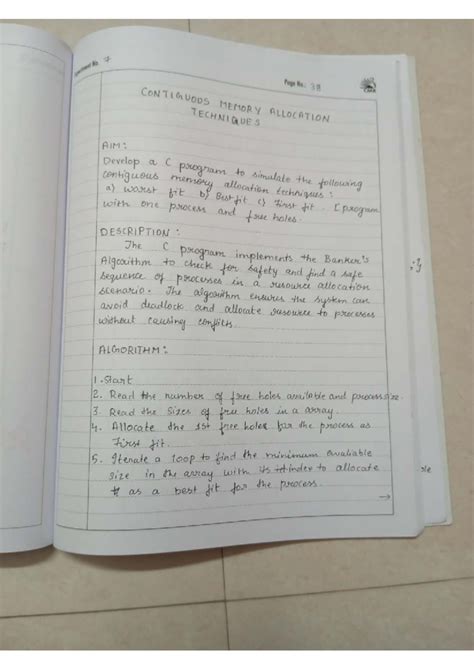 OS Lab Record: C Programs for Contiguous Memory Allocation Techniques ...