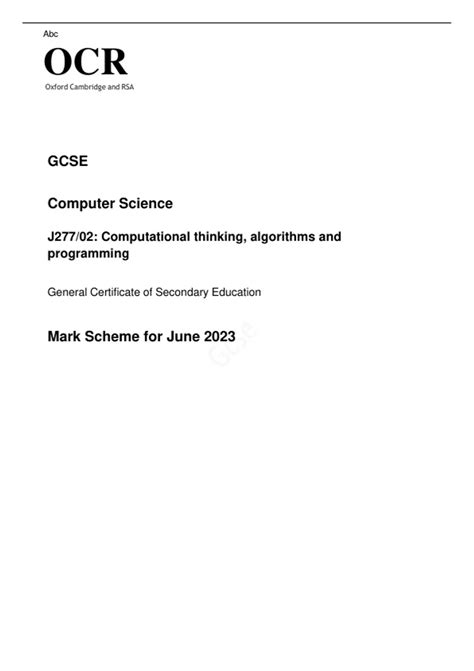 Image result for Computer Science OCR 9. Mark Question Structure