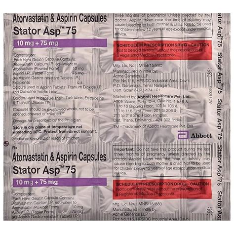 Stator ASP 75 - Strip of 15 Capsules : Amazon.in: Health & Personal Care