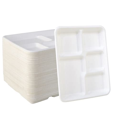 500 Pack 5 Compartment Plates, 100% Compostable Paper Plate, 10.25*8.5 ...