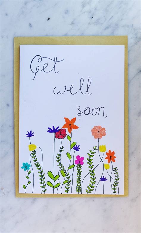 Get Well Soon Flower Card - Etsy Canada | Get well cards, Diy cards get ...