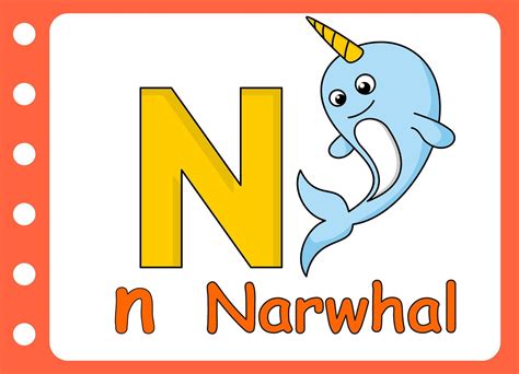letter n for cute narwhal . kids education game learning 66343463 ...