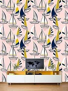 999Store Boats Pattern Wallpaper : Amazon.in: Home Improvement