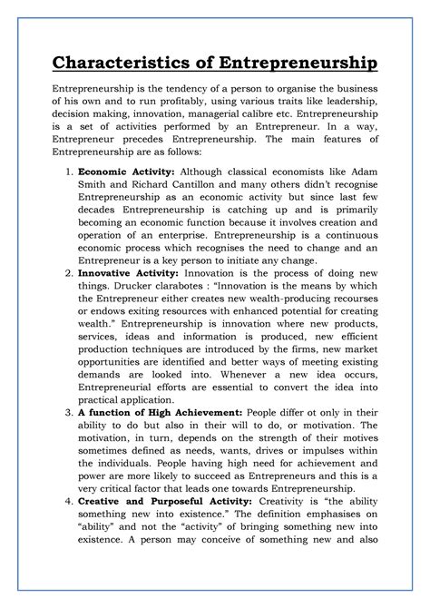 2. Charactertistics of Entreprenurship - Characteristics of ...