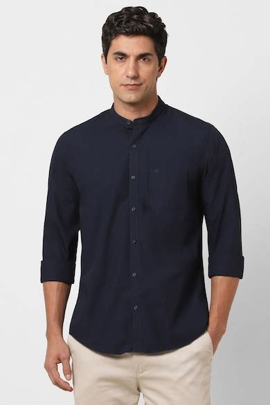 Buy Men Navy Solid Full Sleeves Casual Shirt Online - 39857759 | Peter ...