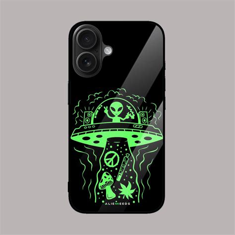 Alien with Spaceship Sci-Fi Glass Mobile Phone Case Case | AlienNeeds ...