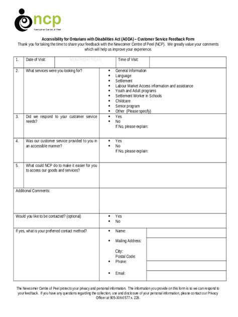 AODA-Customer-Service-Feedback-. ... Doc Template | pdfFiller
