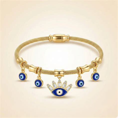 18KT Gold Plated Luxe Evil Eye Crown Bracelet – JYARSH